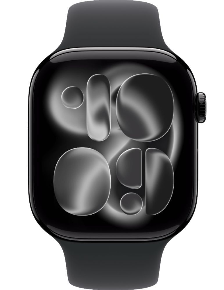 Apple Watch Series 11 (Cellular + GPS) - 64GB - 42mm - Jet Black Aluminum Case with Black Silicone Sport Band - S/M Size