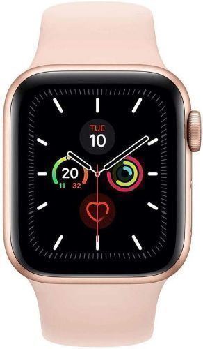 Apple Watch Series 5 (Cellular + GPS) - 32GB - 44mm - Gold Aluminum Case with Pink Sand Rubber Sport Band