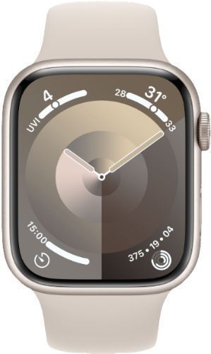Apple Watch Series 9 (GPS) - 64GB - 45mm - Starlight Aluminum Case with Starlight Rubber Sport Band - One Size