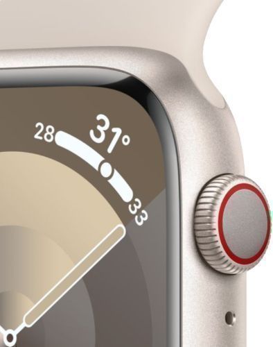 Apple Watch Series 9 (GPS) - 64GB - 45mm - Starlight Aluminum Case with Starlight Rubber Sport Band - One Size