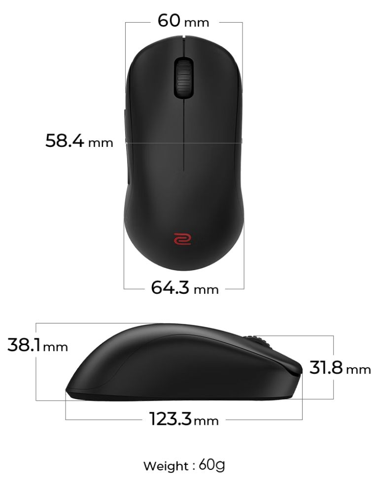 BenQ Zowie U2-DW 4K Wireless Mouse for Esports - Matte Black