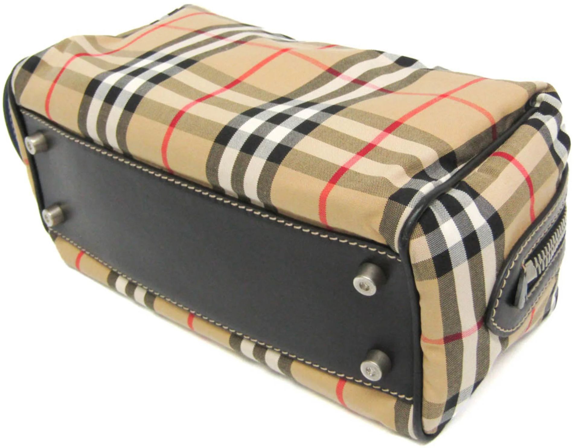 Burberry Leather Nylon Canvas Clutch Bag Pouch - Nylon - Beige