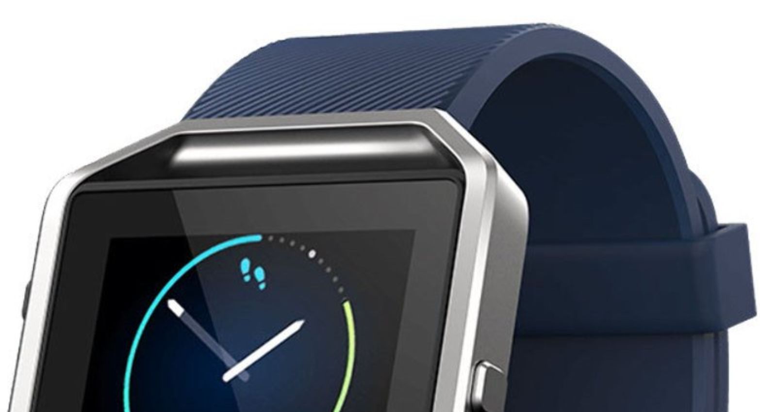 Fitbit Blaze Fitness Watch - Silver Stainless Steel Case with Blue Elastomer Elastomer - Large Size
