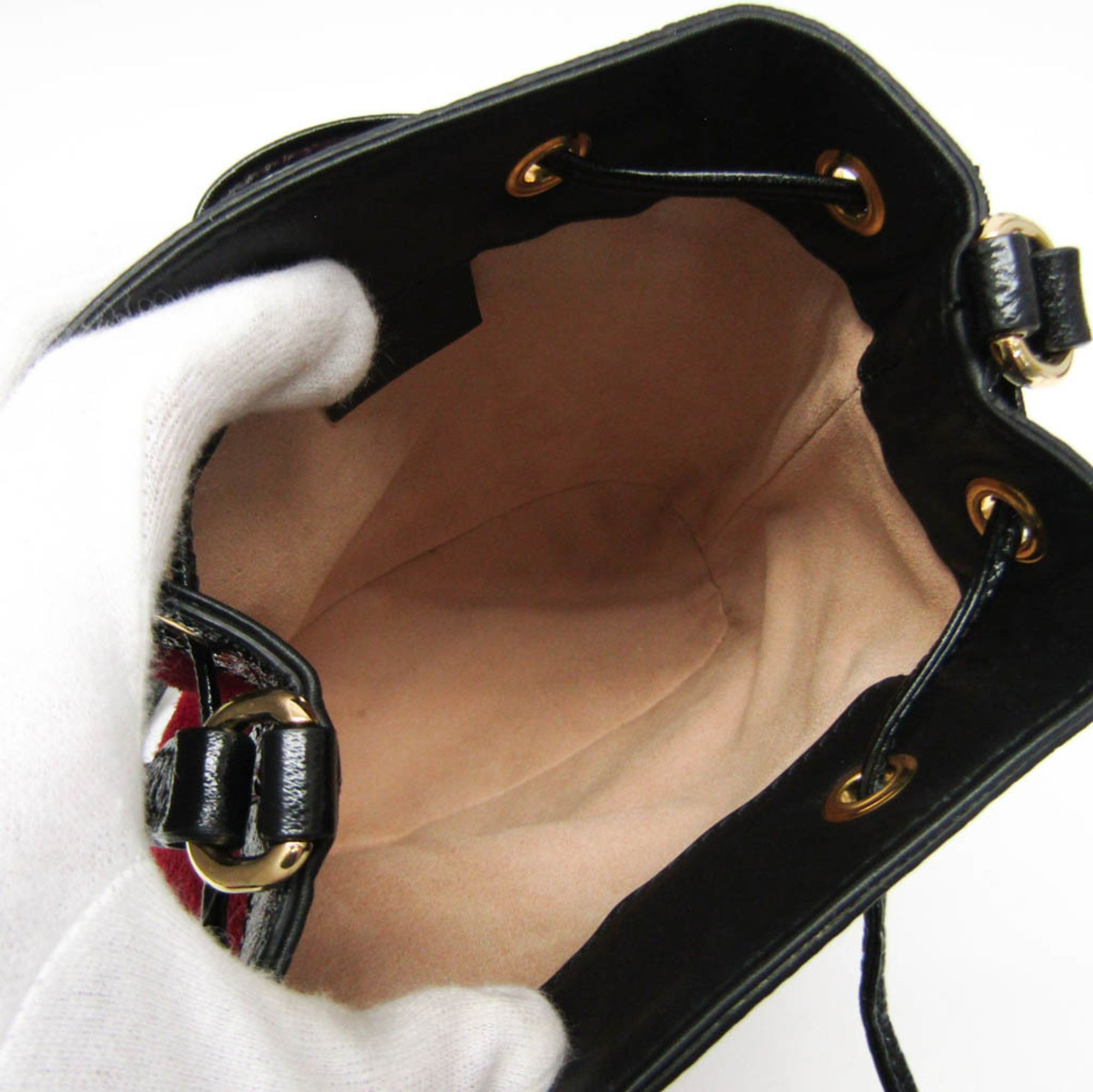 Gucci Leather Suede Shoulder Bag - Suede - Black/Navy/Red