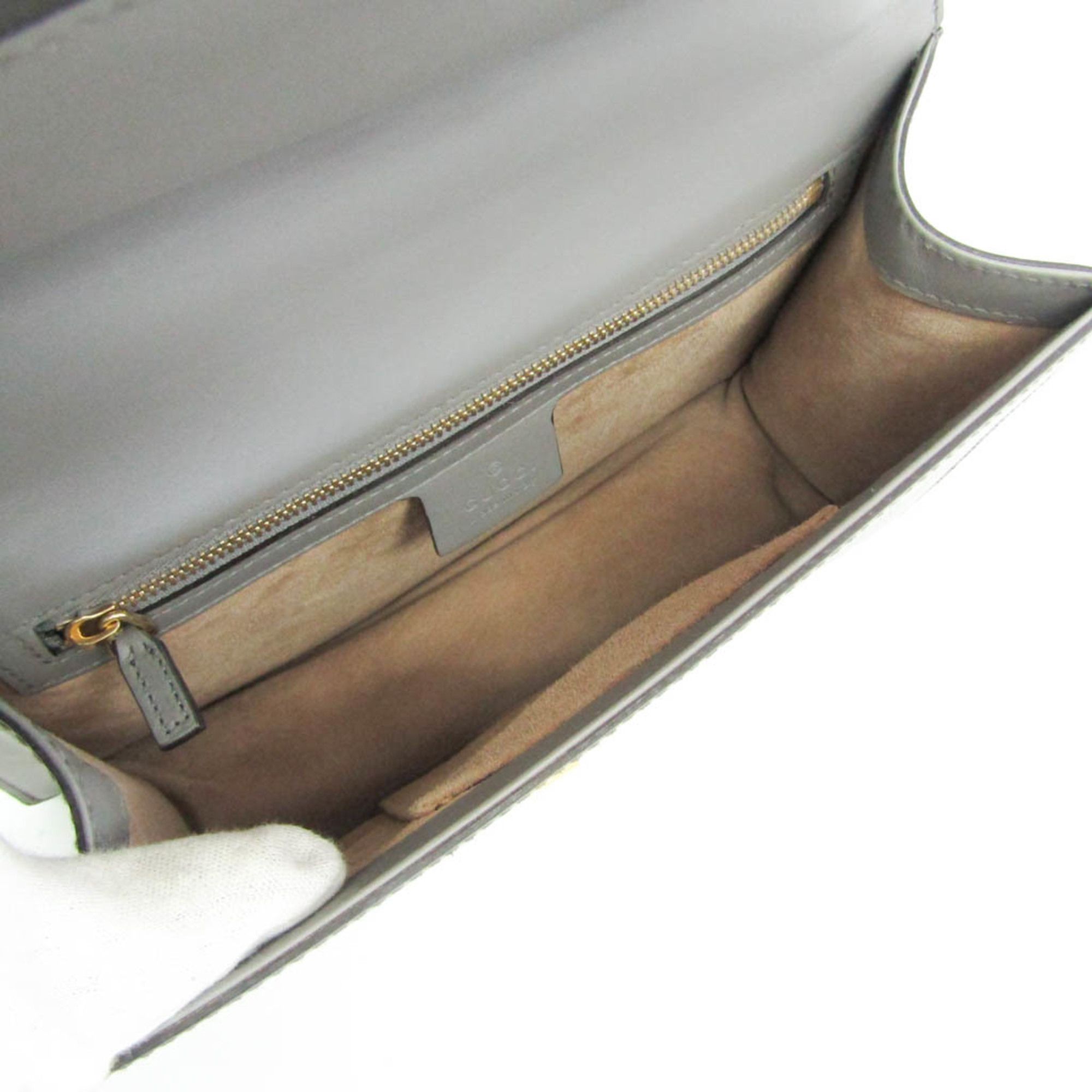 Gucci Sylvie Leather Shoulder Bag - Leather - Gray