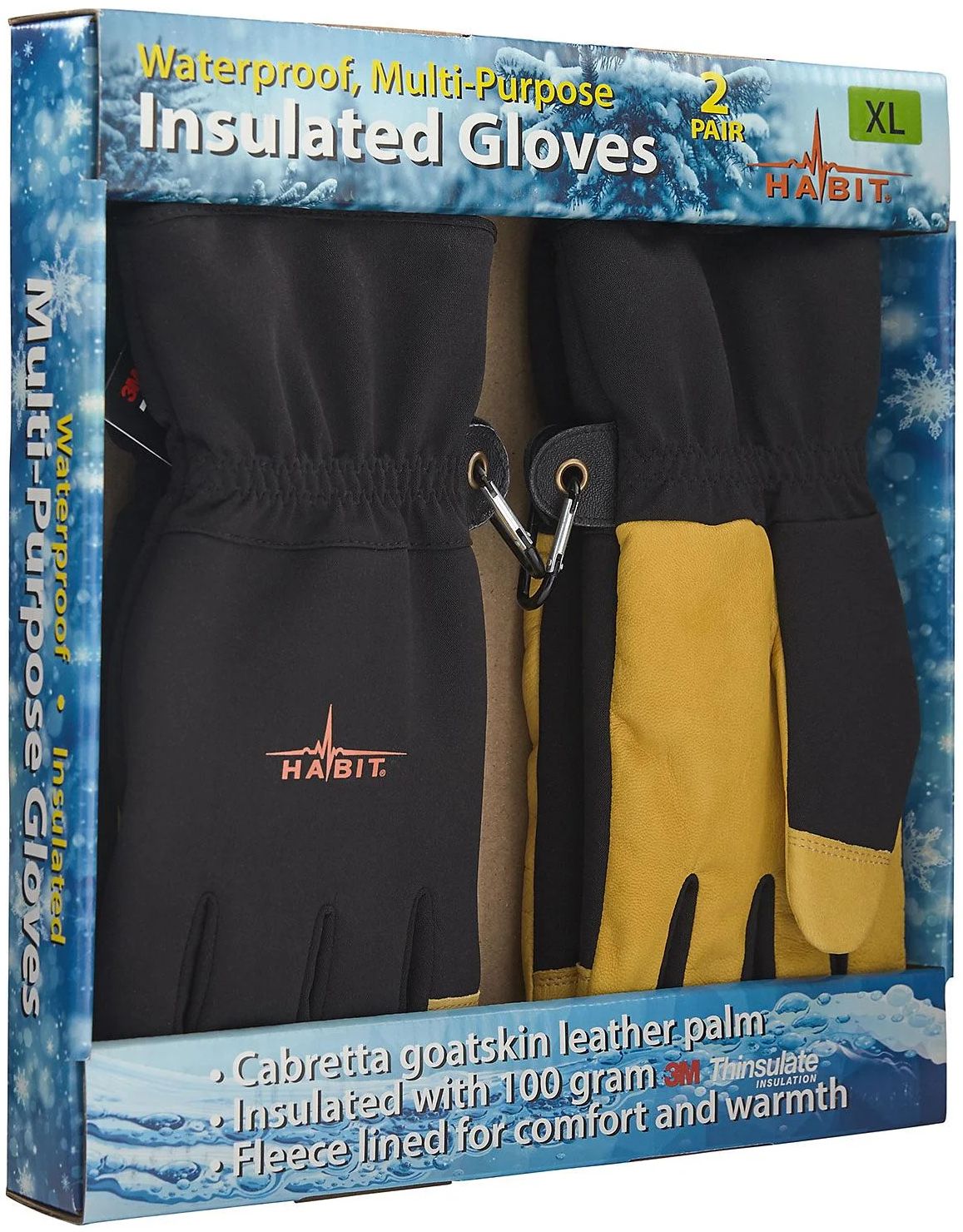 Habit Waterproof Multi-Purpose Insulated Gloves XL - Black/Yellow