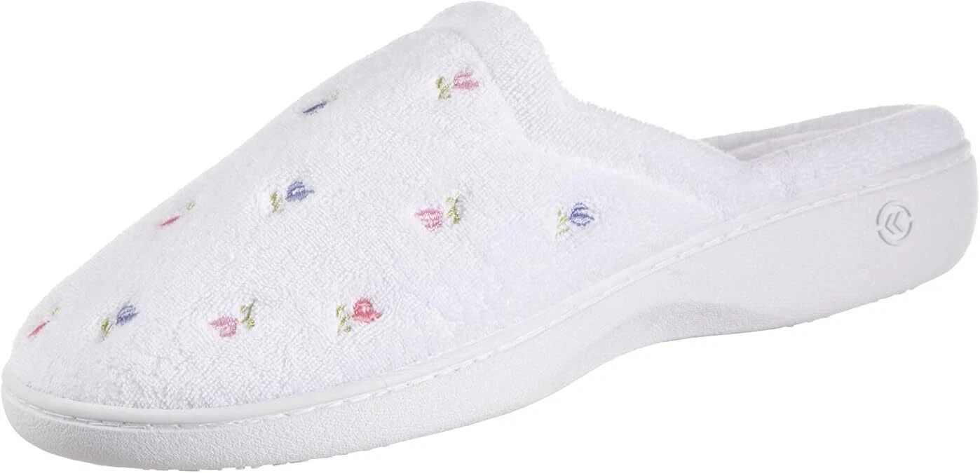 Isotoner Bedroom Slip-On with Enhanced Heel Cushion - 6 - White