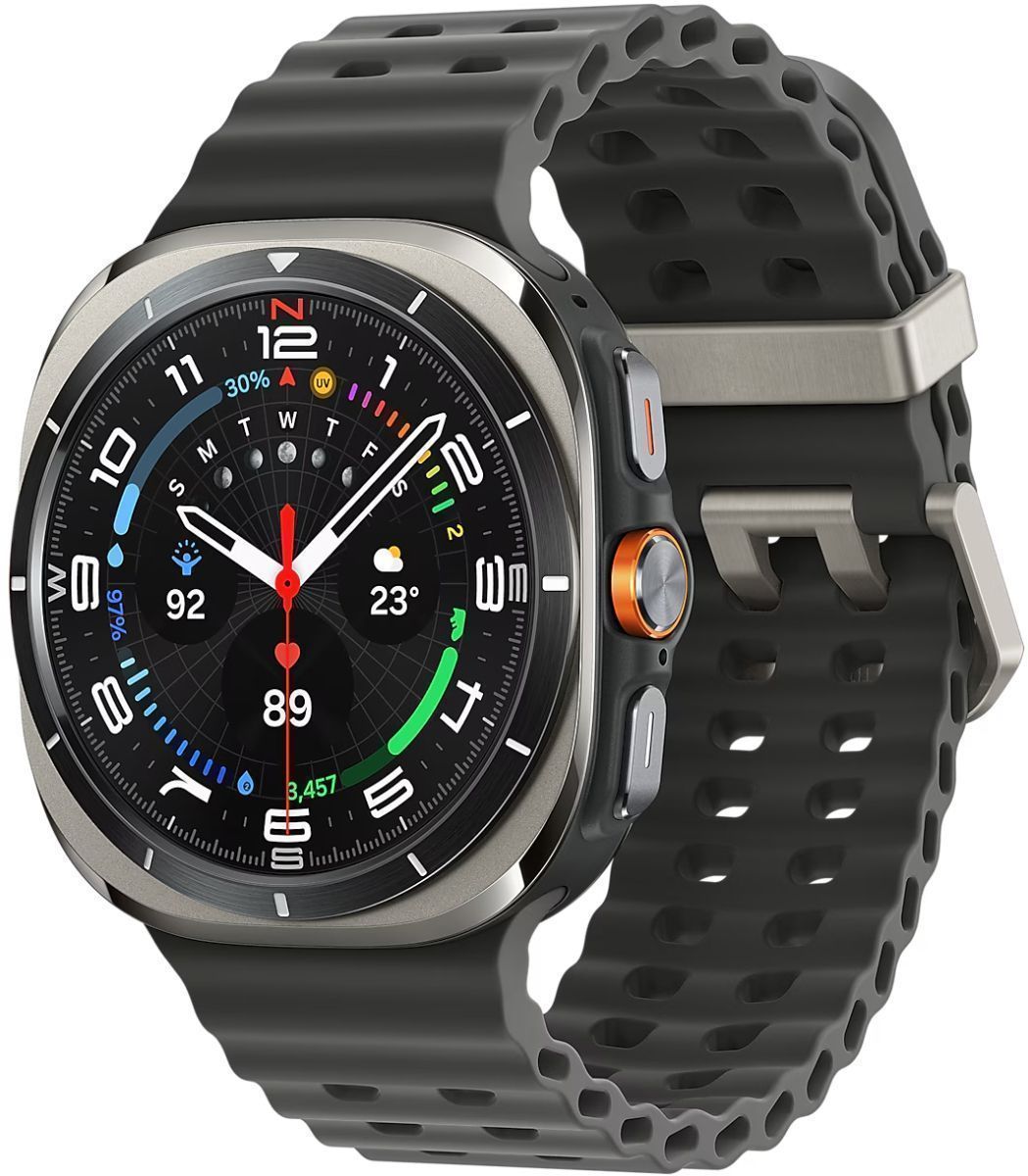 Galaxy Watch Ultra (2024) (Bluetooth + LTE) - 32GB - 47mm - Titanium Silver Titanium Case with Dark Grey Silicone Marine Band