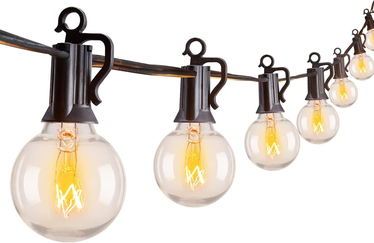 Brightown Outdoor String Light 50Ft G40 Globe Patio Lights with 52 Edison Glass Bulbs