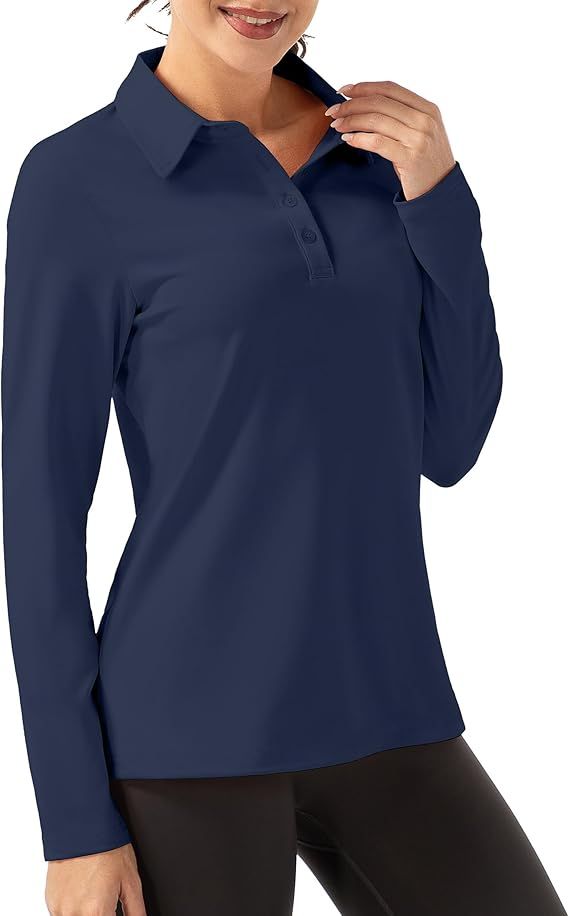 FKEEP Women Long Sleeve Polo Shirt Golf Sport Athletic Top