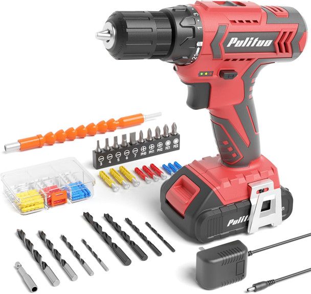 Pulituo DC-7120S Cordless Drill Set 20V Electric Battery and Charger