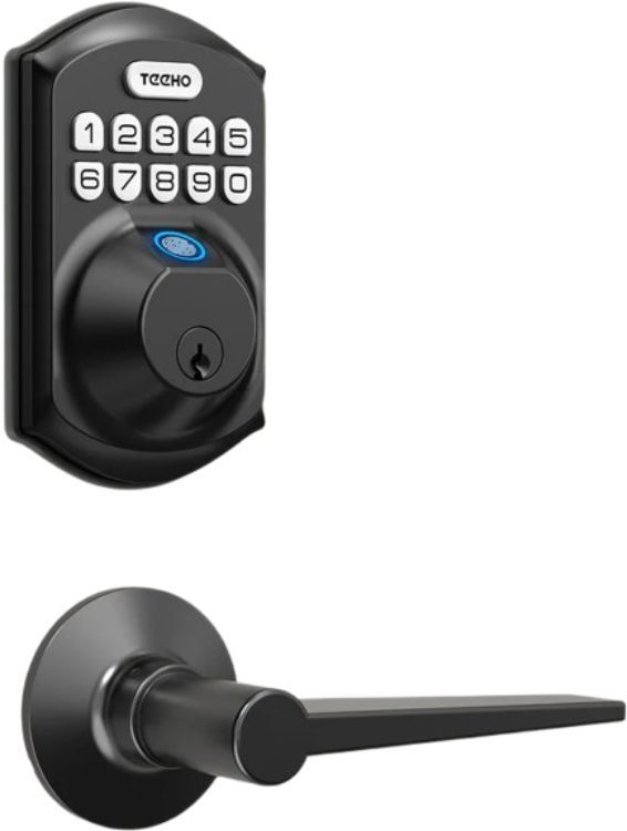 TEEHO TE002L Fingerprint Door Lock with 2 Lever Handle